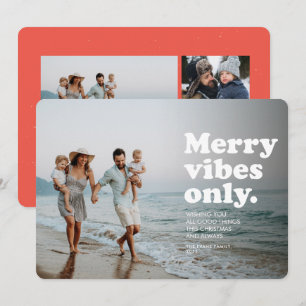 Festividades Cartão de foto de férias divertido e retrô com vib