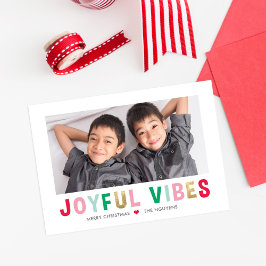Festividades Cartão de Foto de Férias Editável Joyful Vibes Col
