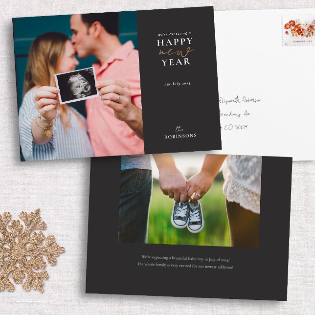 Festividades Cartão de Foto de Férias Feliz Ano Novo Esperado (Criador carregado)