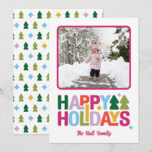 Cartão de Foto de Férias Multi-Colorido com Vibraç