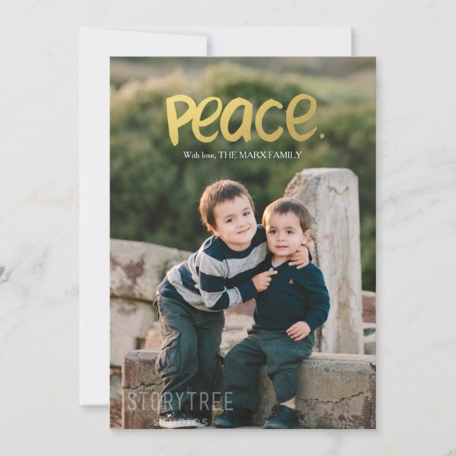 Festividades Cartão de Foto de Férias | Paz (Frente)