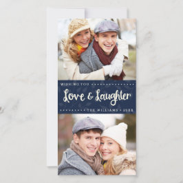Festividades Cartão de Foto de Férias Vertical de Amor e Riso