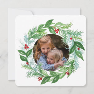 Festividades Cartão de foto de guirlanda de Natal em aquarela