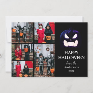 Festividades Cartão de Foto de Halloween 5 com Abóbora Assustad