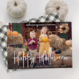 Festividades Cartão de Foto de Halloween com Letra Moderna