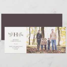 Festividades Cartão de foto de monograma rústico de férias
