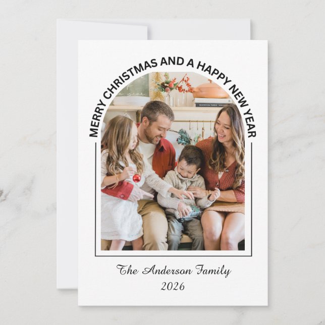 Festividades Cartão de Foto de Natal Alegre Casual Festivo (Frente)