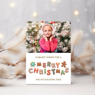 Festividades Cartão de Foto de Natal com Biscoitos de Gengibre