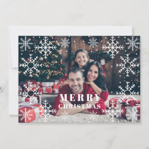 Festividades Cartão de foto de Natal com moldura de flocos de n