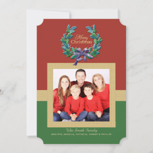 Festividades Cartão de Foto de Natal com Moldura Dourada