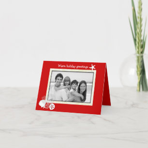 Festividades Cartão de Foto de Natal com Tema Tropical Vermelho