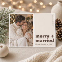Cartão de Foto de Natal do Casal Feliz e Recém-Cas