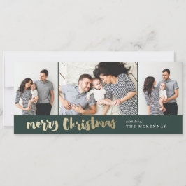 Festividades Cartão de foto de Natal dourado em folha de alumín