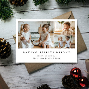 Festividades Cartão de Foto de Natal Moderno 'Baking Spirits Br