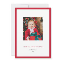 Cartão de Foto de Natal Moderno Clássico com Moldu