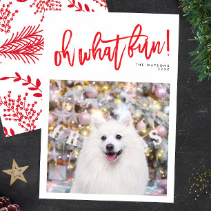 Festividades Cartão de Foto de Natal Vermelho Oh Que Diversão F