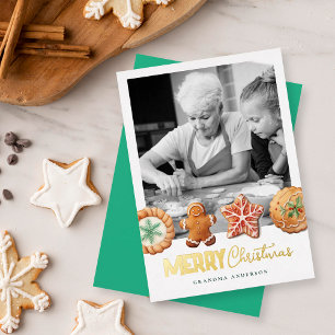 Festividades Cartão de Foto de Panificação de Natal Cookies Gre