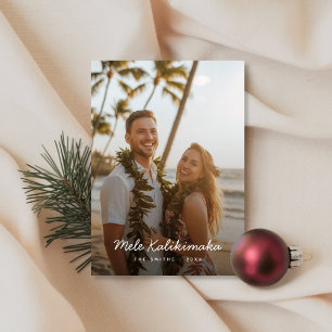 Festividades Cartão de Foto de Praia Mele Kalikimaka com Letra