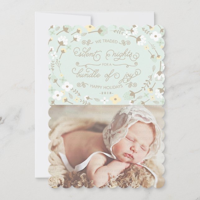 Festividades Cartão de Foto de Primeiro Natal Chic Silent Night (Frente)