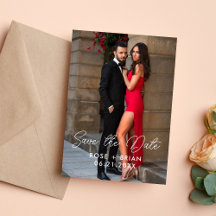 Cartão de Foto de Salvar a Data de Casamento Simpl