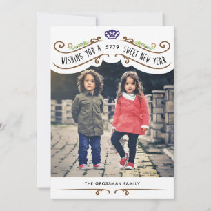 Festividades Cartão de Foto do Ano Novo Judaico Vintage – Branc