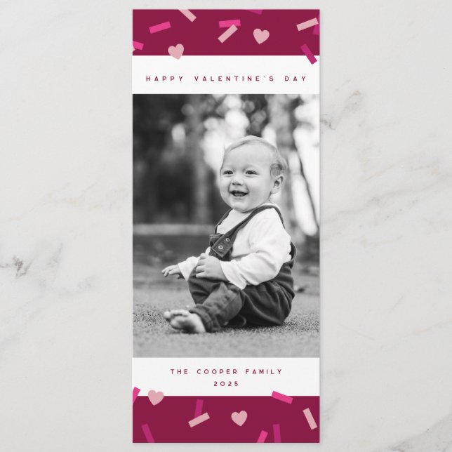 Festividades Cartão de Foto do Dia dos Namorados com Confetes n (Frente)