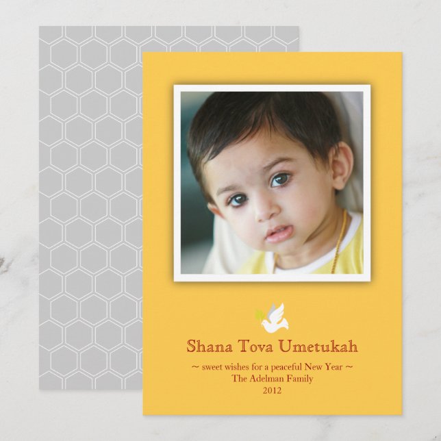 Festividades Cartão de Foto do Rosh Hashanah Clássico Emoldurad (Frente/Verso)