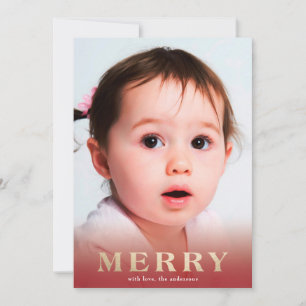 Festividades Cartão de Foto MERRY em Letras Douradas com Sobrep