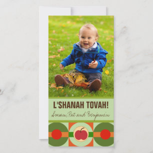 Festividades Cartão de Foto Moderno de Rosh Hashanah com Maçã