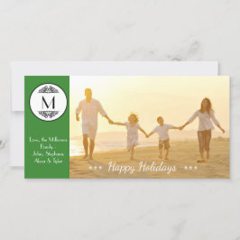 Festividades Cartão de Foto Monograma Vintage Verde