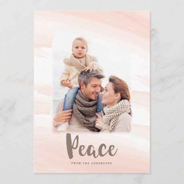 Festividades Cartão de Foto PEACE com Lavagem de Aquarela Moder (Frente)