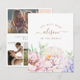 Festividades Cartão de Foto Personalizado Floral para a Mamã