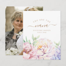Cartão de Foto Personalizado Floral para Nana