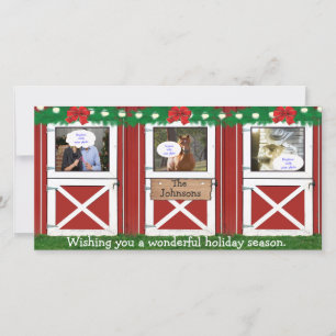Festividades Cartão de Foto Personalizado Porta de Celeiro Verm
