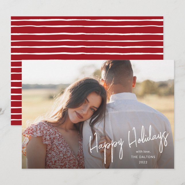 Festividades Cartão de Foto Simples com Letreiro Moderno de Boa (Frente/Verso)