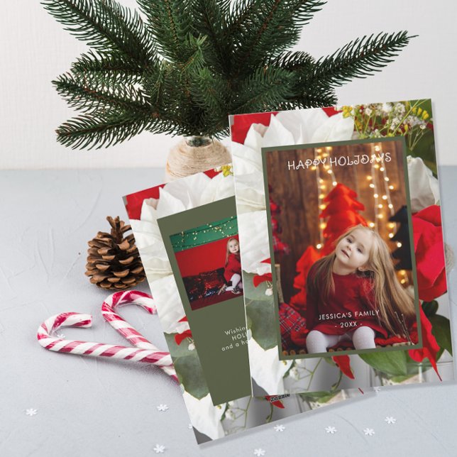 Festividades Cartão de Fotos das Festas Felizes Floral Poinsett (Criador carregado)