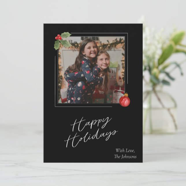 Festividades Cartão de Fotos de Férias Felizes (Em pé/Frente)