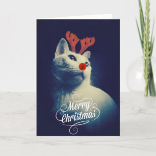 Festividades Cartão de Gatinho de Natal Rudolph
