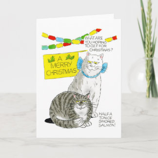 Festividades Cartão de gato natalino - Salmão