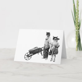 Festividades Cartão de Gatos de Jardinagem Engraçado Personaliz