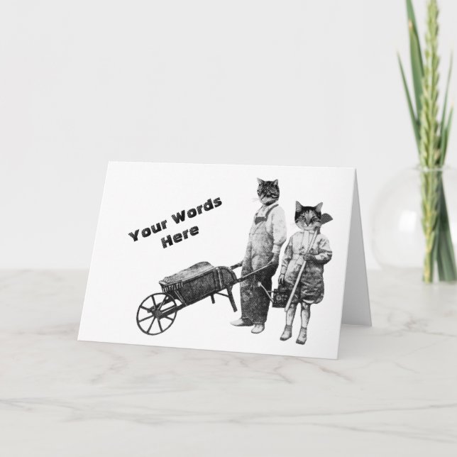 Festividades Cartão de Gatos de Jardinagem Engraçado Personaliz (Frente)