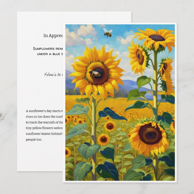 Festividades Cartão De Girassol A Nota De Cheio (Frente/Verso)