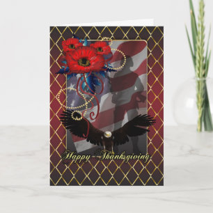 Festividades Cartão de Graças Militar - Poppies Soldier USA Fla