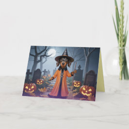 Festividades Cartão de Halloween da Bruxa Dachshund