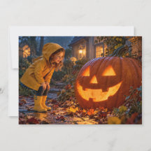Cartão de Halloween da Menina Encontra Abóbora Gig