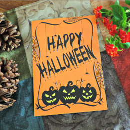Festividades Cartão de Halloween de Abóboras e Aranhas