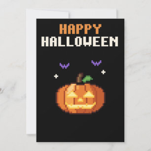 Festividades Cartão de Halloween de Arte Pixel Jack-o'-Lantern