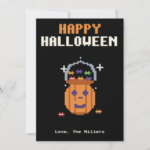 Festividades Cartão de Halloween de Doces em Pixel Art para Gin