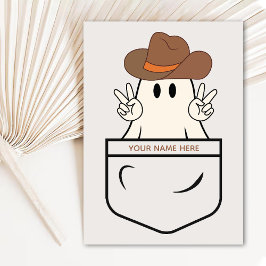 Festividades Cartão de Halloween Divertido Cowboy Ocidental Tem
