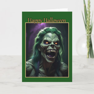 Festividades Cartão de Halloween do Monstro da Cobra Verde